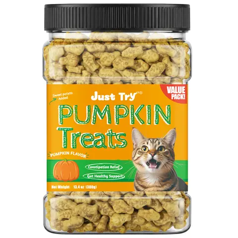 JUST TRY Cat Pumpkin Treats Pumpkin Flavor Digestive Support Constipation Relief Cat Training Treats Healthy Snacks for Indoor Cats 13.4 OZ #sohochic