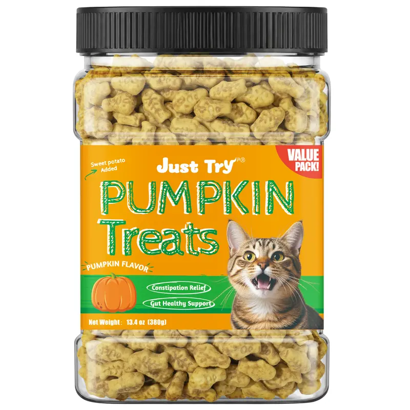 JUST TRY Cat Pumpkin Treats Pumpkin Flavor Digestive Support Constipation Relief Cat Training Treats Healthy Snacks for Indoor Cats 13.4 OZ #sohochic