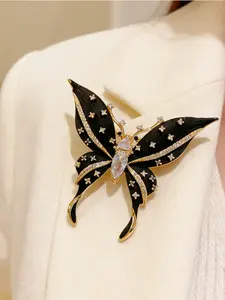 Women's Butterfly Brooch Pin, Oil-Drop Water Drill Insect Accessory, Unique Lapel Flower Badge, Fashionable Jewelry for Women