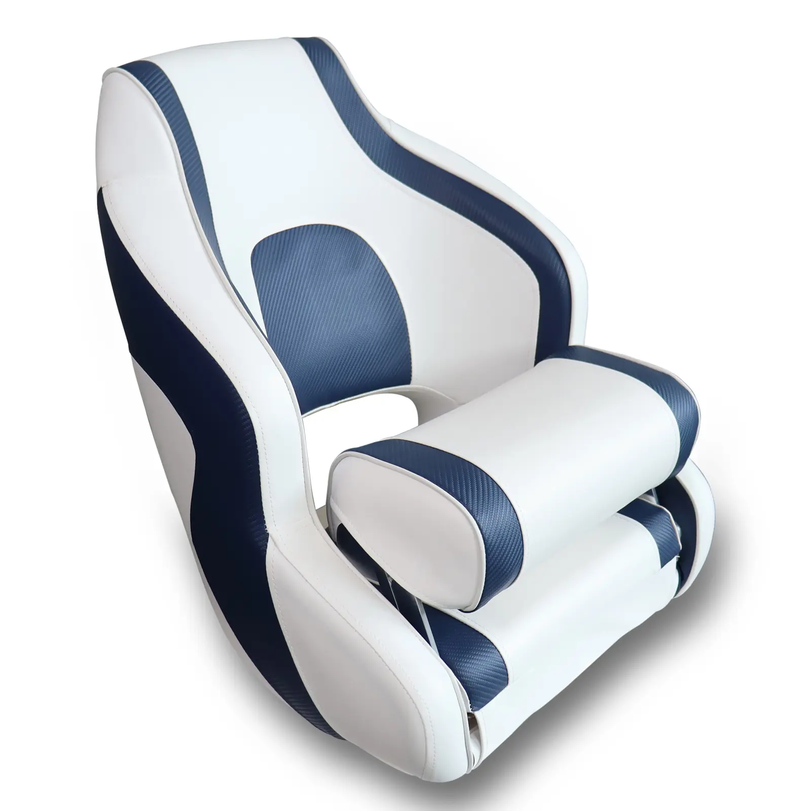 Captain Bucket Seat,White/Blue,White/Black,Flip Up Boat Seat,Pontoon Boat Seats,Ergonomic Marine-Grade Captain Chair for Fishing, For Luxury Yachts, Floating Boats, Speedboats