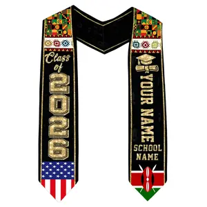Personalized Kenya Graduation Stole 2026, Custom Name & School Graduation Sash, Kenya Flag & USA Graduate Stole
