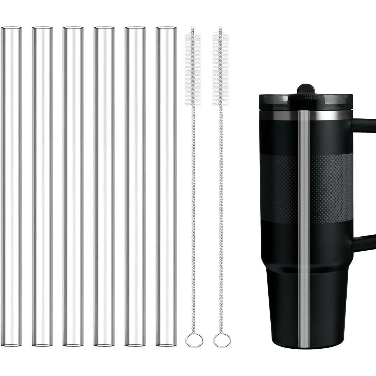 Replacement Straws ONLY Compatible with 30oz  Quencher ProTour Flip Tumbler with Built-In Straw - Accessories Set Include 6 Tritan Straws and 2 Cleaning Burshes