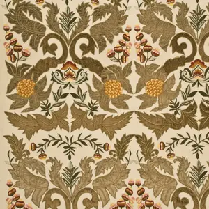 Constantine Linen - Sage/Gold White By Mulberry | Grandiflora Ii |  Drapery Embroidery