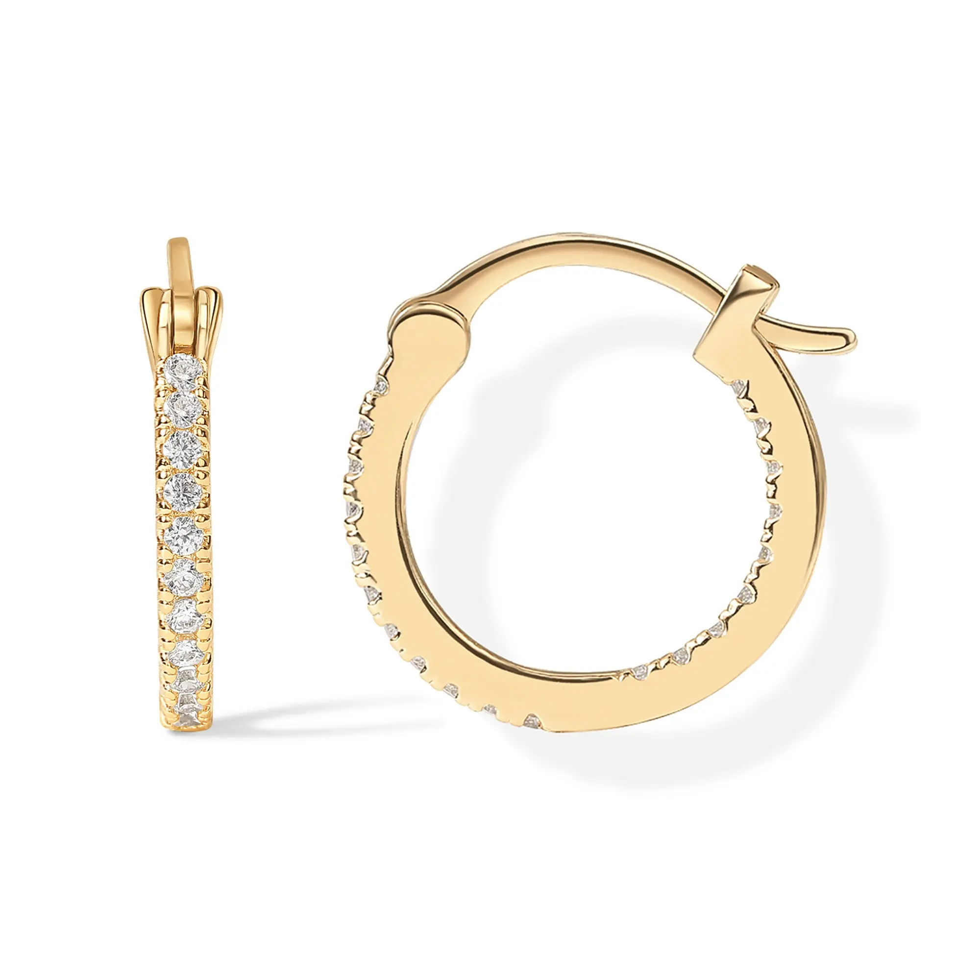 PAVOI 14K Gold Plated 925 Sterling Silver Post Cubic Zirconia Hoop Earrings for Women PAVOI 14K Gold Plated 925 Sterling Silver Post Cubic Zirconia Hoop Earrings for Women