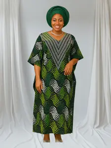 CRZ 60 Inches Long Elegant Special Occassion Ankara Embellished Dress