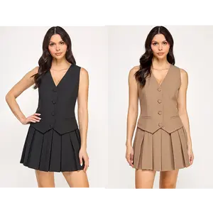 OTOñO SET - VEST & PLEATED MINI SKIRT