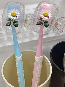 Sunflower Pattern Toothbrush Holder Set, Portable Travel Toothbrush Cover, Dustproof Protection Case, Suitable for Home and Travel Use, Toothbrush Holder With Cover
