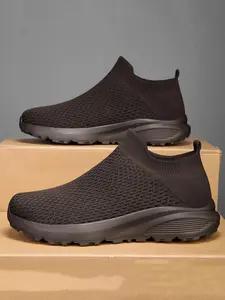 Men's Mesh Breathable Lightweight Slip on Sneakers, Casual Comfortable Sports Knitted Running Shoes, Male All-match Round Toe Shoes for Daily Wear, Trainer