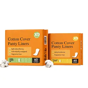 X9 Cotton Cover Panty Liners for Women, Fragrance Free Individually Wrapped Daily Pantiliners, Light Absorbency Breathable Feminine Care Liners, Regular & Long Size Options, 60 Count