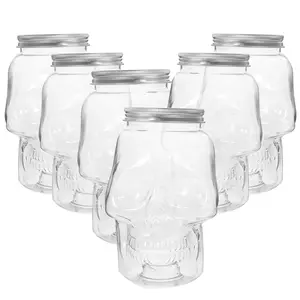 6 Pcs Halloween Skull Cups With Tops