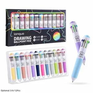 3/6/12 Pack Multicolor Pens, 28/60/120 Colors, 10-in-1 Colored Ballpoint Pen,0.8mm Fine Point Smooth Writing, Retractable Ballpoint Pens for Office School Students Gifts, Ballpoint Pen Set
