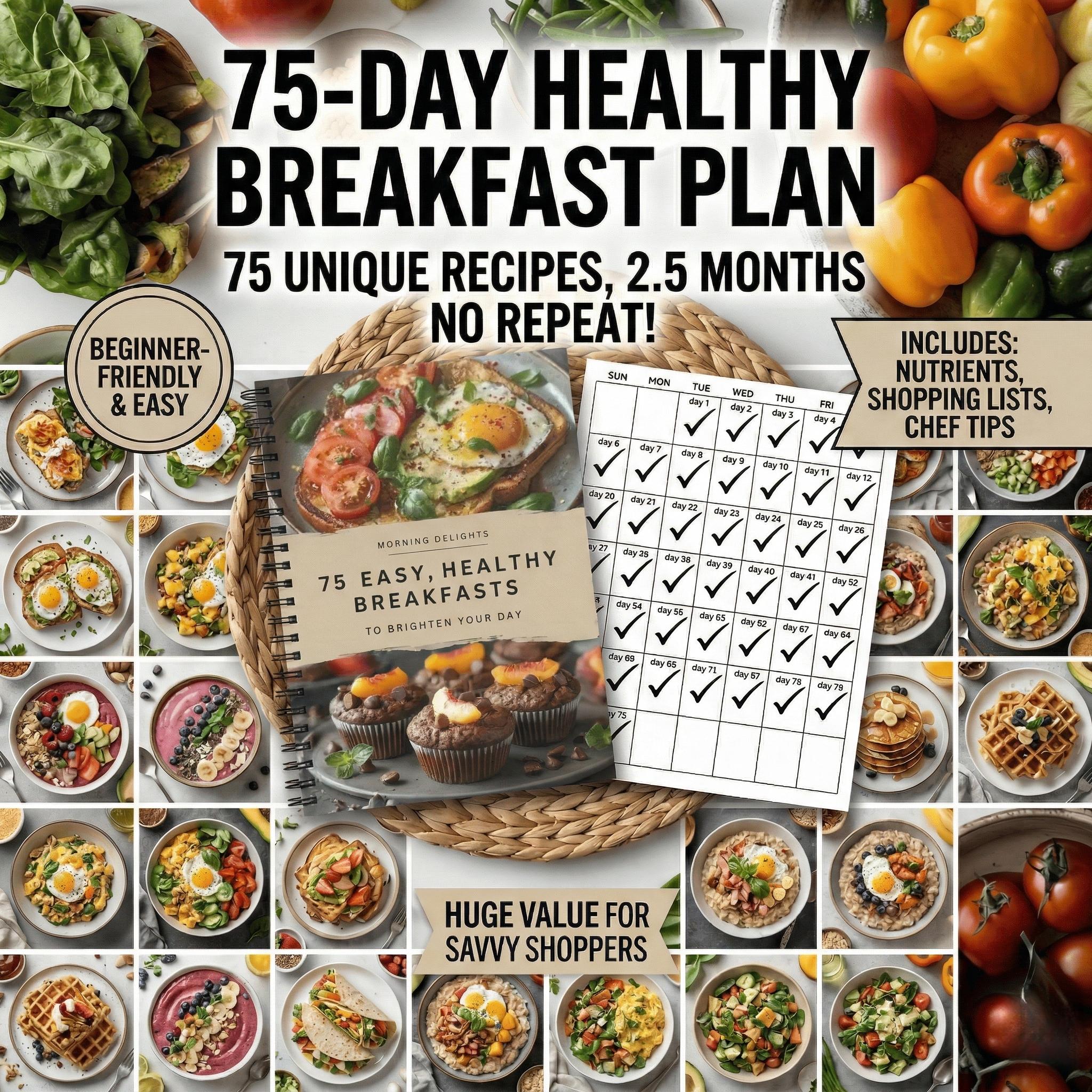75 Quick & Easy Breakfast Recipes | 10-Minute Keto Macro-Friendly Meal Plan | High Protein Low Calorie | Sunday Meal Prep For Busy Moms 9-to-5 Professionals Fitness Enthusiasts Beginner Friendly Recipes Featuring Shopping Lists
