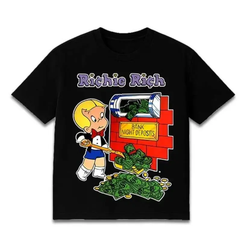 Vintage Richie Rich Bank Black T-Shirt, Gift for men, Gift for woman, Gift for unisex, richie rich shirt, Fashion Cotton, Full Size, Full Colors, For Women