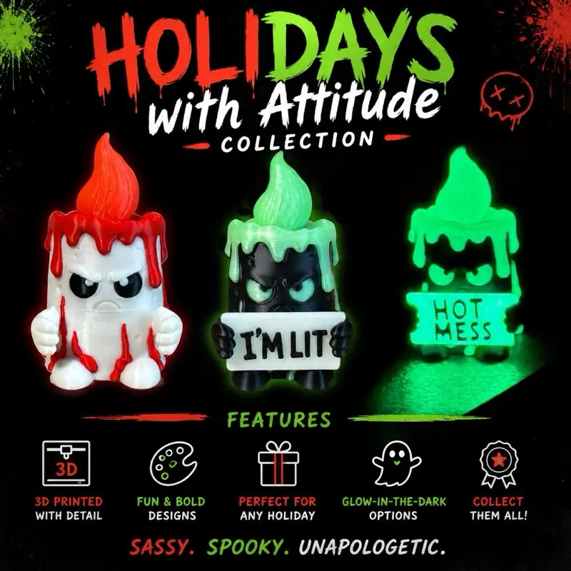 Holidays with attitude - 3d printed funny statues