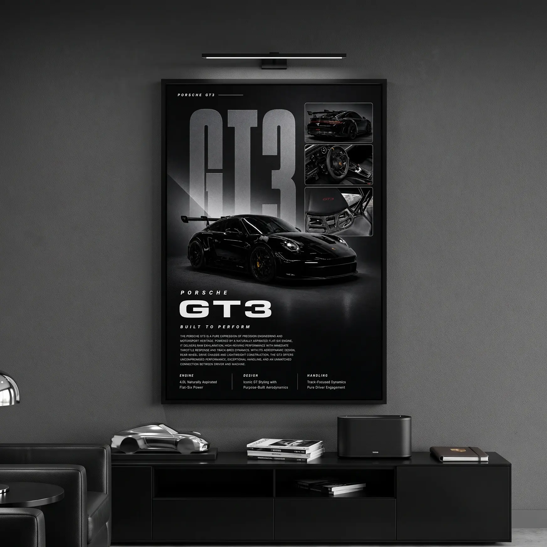 Morden GT3 RS Print, Black GT3 RS, Dream Car Canvas Poster Man Cave Art Decor Morden GT3 RS Print, Black GT3 RS, Dream Car Canvas Poster Man Cave Art Decor