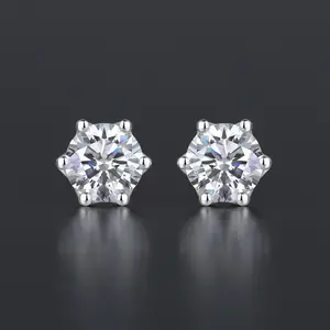 Celestial Hexagon Moissanite Stud Earrings