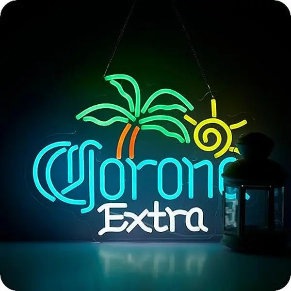 Bright LED Palm Tree Coron Beer Neon Sign, Wall Decor Bar Light for Man Cave Pub, Home Improvement Indoor Lighting Gift, Decorative Lights, Interior Led Lights