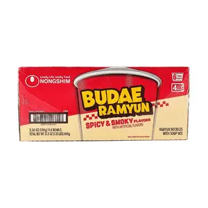 NONGSHIM Korean Army Stew Ramen Big Cup - Spicy Smoked Flavor, 6 Cups (606g) - Instant Noodle Bowl, Budae Jjigae Style