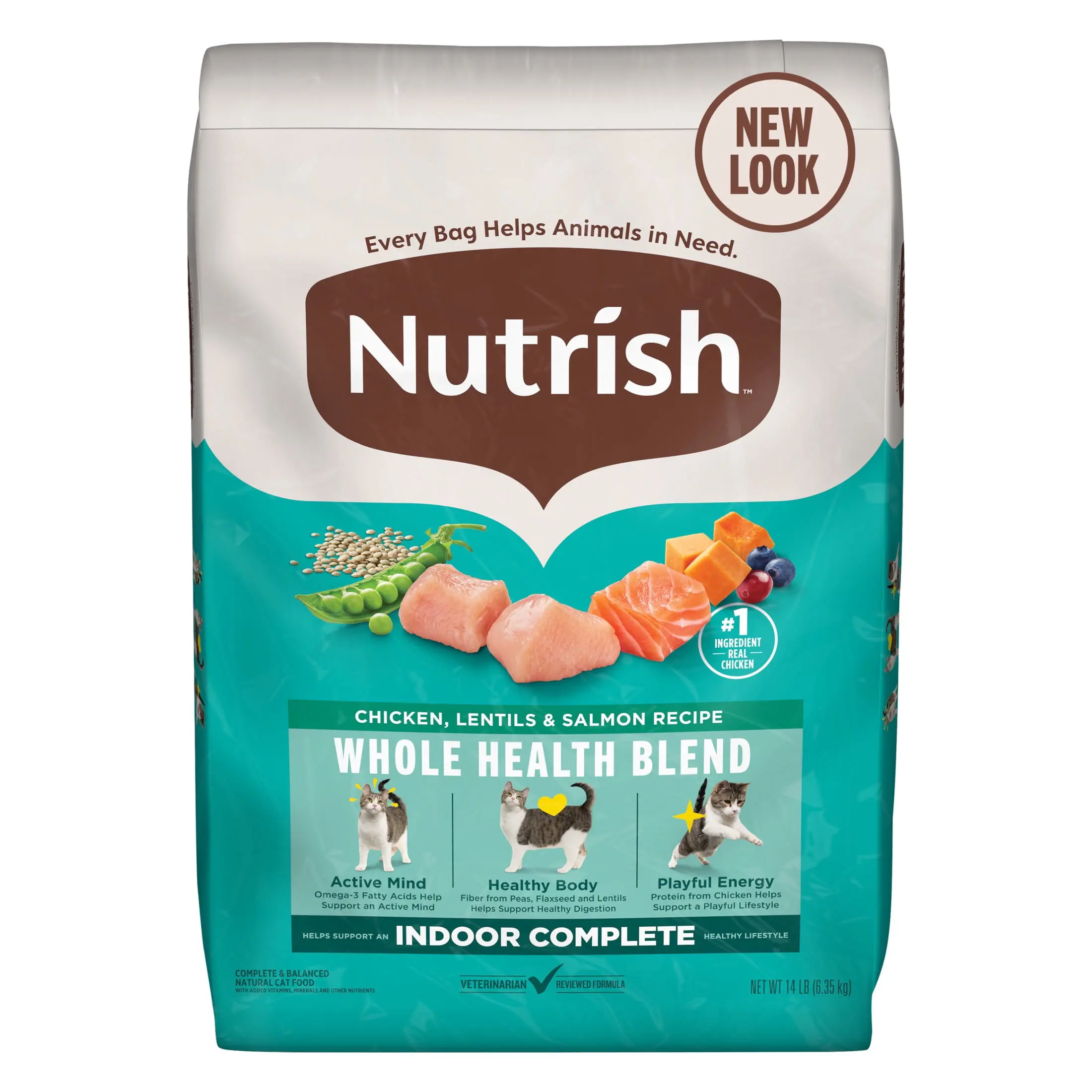 Rachael Ray Nutrish Dry Cat Food For Indoor Pet Maintenance Chicken with Lentils & Salmon Recipe 14 lb Sack Box