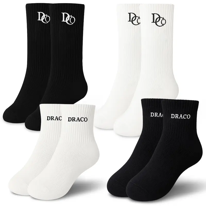 4 Pack Socks – 2 Ankle + 2 Calf | Breathable Cotton Blend, Cushioned Sole for All-Day Comfort | Unisex Everyday Wear, Moisture-Wicking, Durable & Soft | Perfect Pair with Slides, Sneakers & Streetwear Outfits