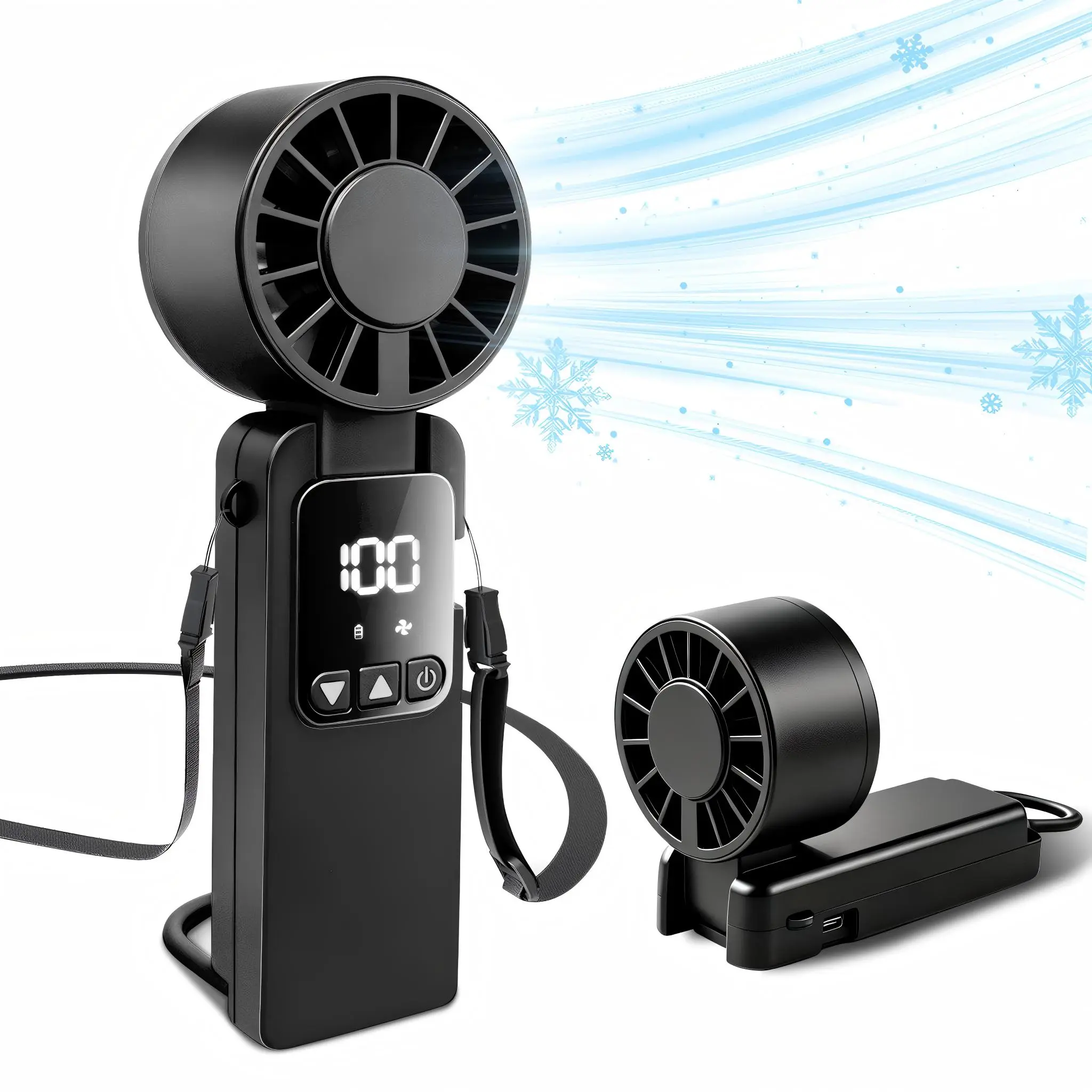 YeeWhale Portable Handheld Fan, 6000mAh Rechargeable Mini Personal USB Fan with LED Display & Foldable Design, 199-Speed Powerful Battery Operated Travel Fan for Women, Outdoor, Office,dorm essentials,home essentials