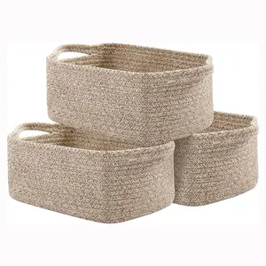 Cotton Rope Storage Basket, Woven Storage Basket, Holiday Gift Basket, Baby Pet Toy Fruit Organizer, Durable Cotton Rope Design, Perfect for Home Use