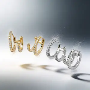 AELNEN Huggie Hoop Earrings for Women - Double Hoop Earrings - Dainty Jewelry For Everyday Wearing - Gift For Her