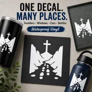 "Jesus Walks With Me In The Valleys" Vinyl Decal - Handmade Christian Car Window Sticker, Tumbler Decal, Faith Gift