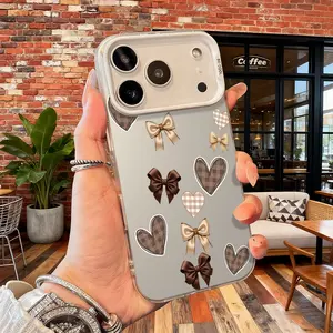 Cute Bow Heart Pattern Aesthetic Stylish Design Case for iPhone 17 16 15 14 Pro Max 13 12 11 XR XS Plus Air Slim Shockproof Anti Drop Protective Durable TPU PC Cover