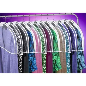 "Plastic Garment Protectors for Closet Storage, Clear Shoulder Covers Set of 12, Reusable Suit Hanger Guards, 12"H x 22"W x 2"D, Home Organization Essentials"
