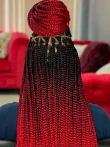 24 Inch Ombre Red Long Braided Lace Wigs for Women, Gorgeous Fluffy Wigs with Baby Hair, Synthetic Braided Lace Wigs for Party, Daily Use