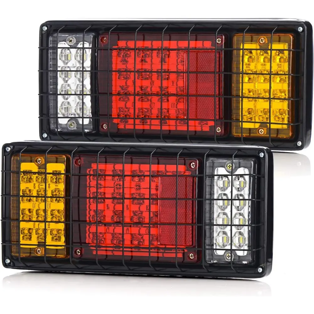 3-Colored 40 LED Tail Light Bar with Iron Net Protection, Gasket & Water-Resistant Design, Luminous Surface Mount Turn Signal Brake Reverse Light for Trucks, Boats (10-30V)