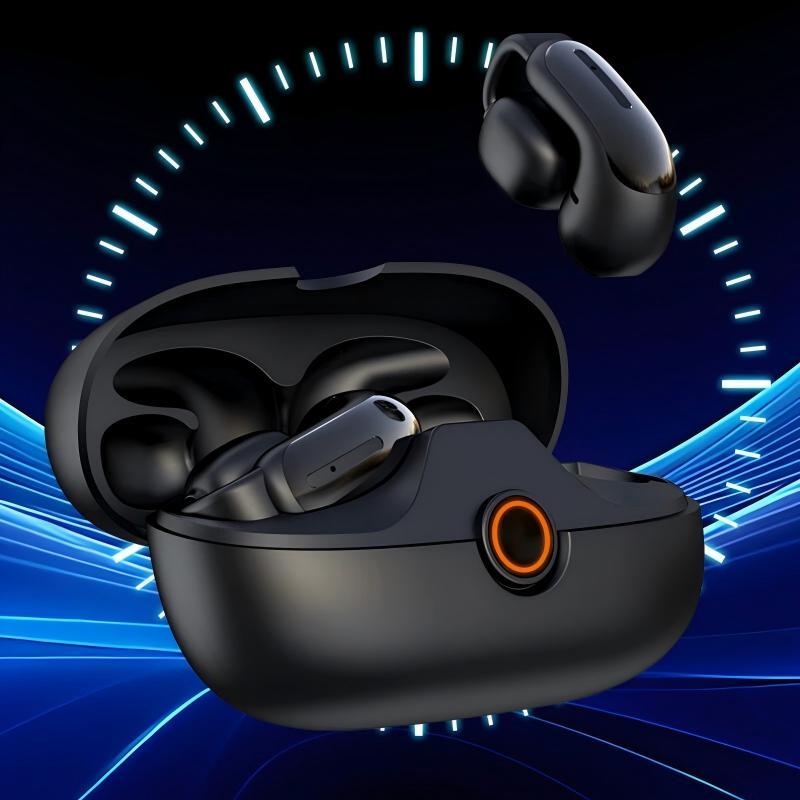 Open-ear Earbuds Wireless Bluetooth 5.3 Earphone Clip-on Headphone Noise Cancelling Mic, Clear Call, 4-8H Playtime, Stereo Bass Audio, Waterproof, Comfortable Fit for Running Gym