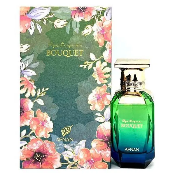 Afnan Mystique Bouquet Alcohol-Free Perfume - Women's Fashion Floral Fruity EDP, Contains Neither Alcohol, with Peony, Vanilla & Musk Notes, 2.7 fl oz
