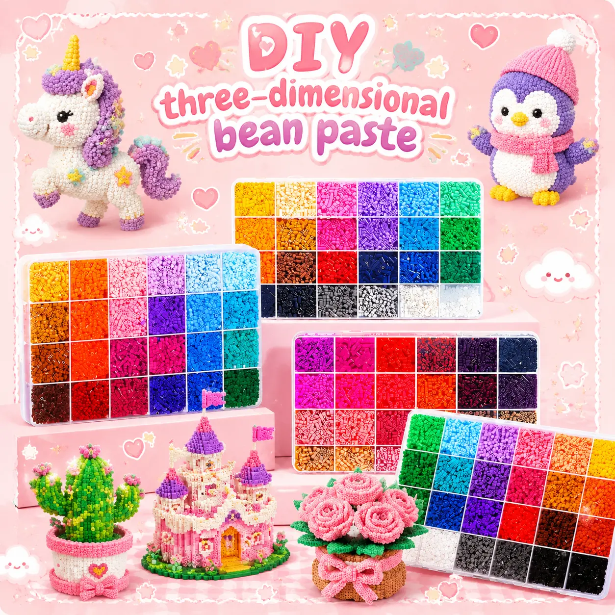 Mini Fuse Beads Kit, 38,000+ Pcs 2.6mm Melty Beads with Tools, DIY Craft Set for Keychains & Pendants, Multiple Color Options1