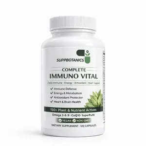 SuppBotanics Complete Immuno Vital Immune Support Formula with 150+ Nutrients Omega 3-6-9 CoQ10 Superfruit Antioxidants 120 Capsules Vegan Non-GMO