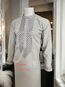 Men’s Light Pistachio Parahan Tumban with Silver Hand Khamak Embroidery – Traditional Afghan Design, Large