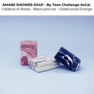 AMARE SHOWER SOAP - 5.5oz Calabria Di Rossa, Cedarwood Orange, black pine tar.  Support Teen Challenge So Cal by buying this soaps.