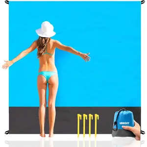 Beach Blanket Sandproof Waterproof, Beach Essentials Extra Large Beach Mat, 79" x 55" Oversized Durable Outdoor Picnic Mat Storage Bag for 1-4 Adults, Beach Accessories for Travel, Camping, Hiking
