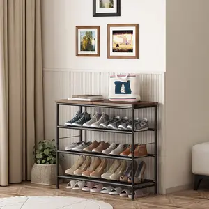 Shoe Rack 4 / 5 / 6 Tier Organizer Metal Organizer Shelf with Industrial MDF Board and Layer Fabric Home Storage Furniture Shoe Rack Organizer Deals For You Days