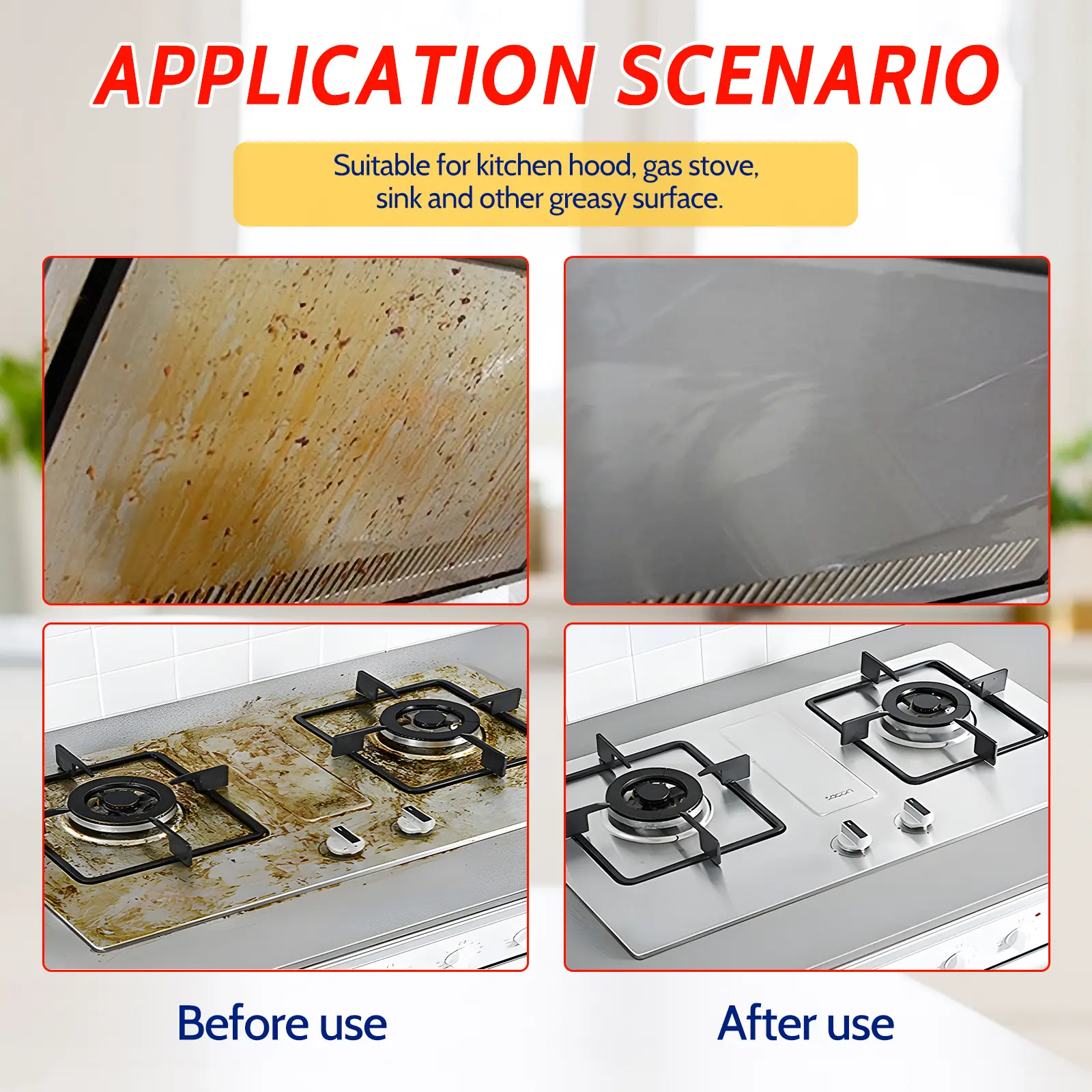 Multi-Purpose Cleaner: Efficient Kitchen & Household Cleaner for Ovens, Stoves, and Range Hoods - No Harsh Smell