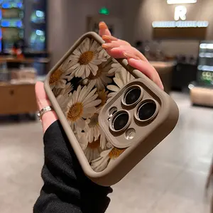 Vintage Daisy Pattern Case for iPhone 17 E Air Pro ProMax iPhone16 15 14 Plus 13 12 Mini 11 X XS XR - Shockproof with Full Camera Protection, Durable Slim Silicone Mobile Phone Cover, Valentine'S Day Gift for Girls and Women