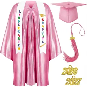 2026 Year Preschool and Kindergarten Graduation Gown Cap Tassel Set with 2026 Charm Printed Stole Grad Gift