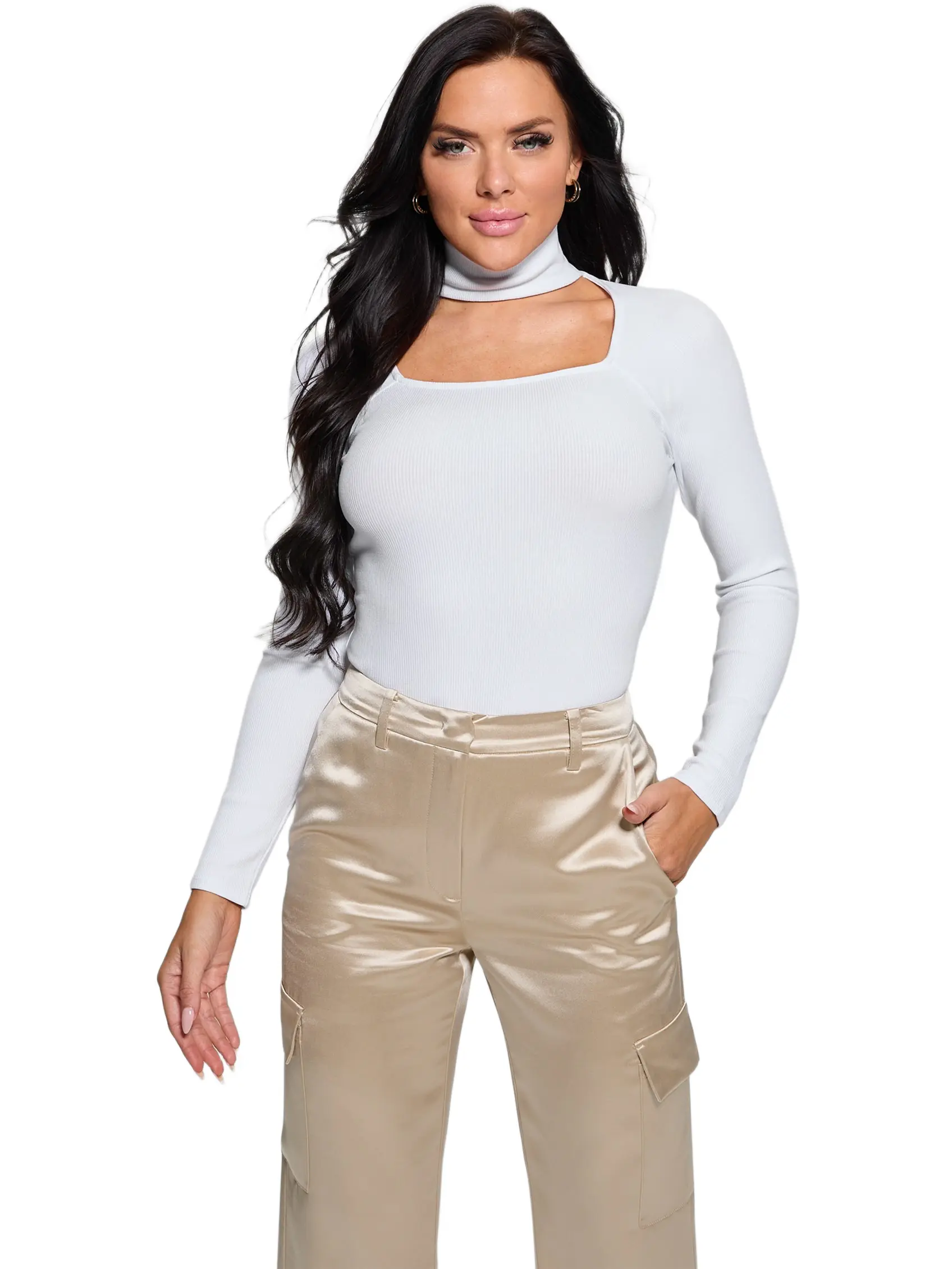 GUESS Female Cutout Ribbed Top