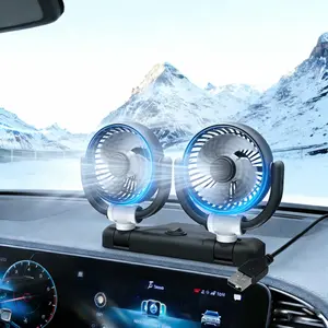 1PCS 2-Head Usb Car Fan 360° Rotation Auto Fan Portable Vehicle Cooling Fan, Travel Comfort Accessory, Compact Design, Durable Construction