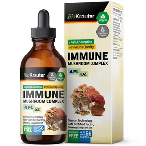 BioKrauter Immune Mushroom Tincture – Herbal Immune Support Supplement – 4 Fl.Oz. Liquid Dropper Bottle