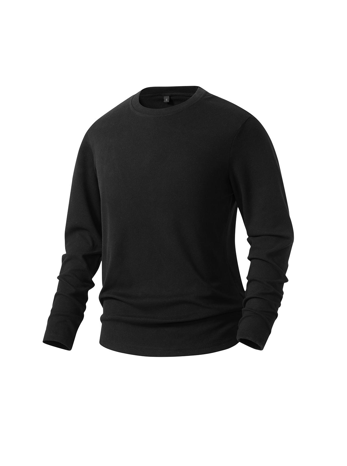 2-pack: men’s long-sleeve T-shirt, men’s terry crewneck long-sleeve T-shirt.Basic loose, stretchy, versatile base layer top—simple solid color for all seasons; suitable for everyday casual wear, students, commuting, and home.