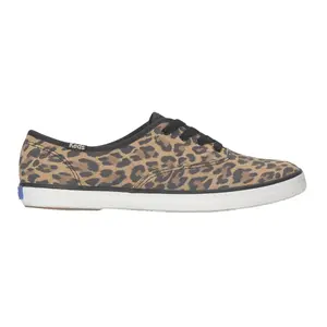 Keds Womens Champion Leopard Suede Lace Up Sneakers Shoes Casual - Black, Brown