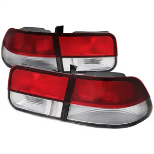 1996-2000 Civic Coupe Tail Lights (Chrome Housing/Red Clear Lens)