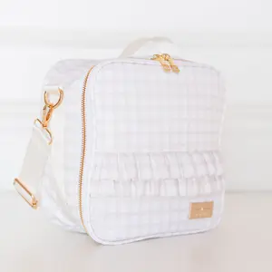 Nude Plaid Ruffled Nylon Lunchbox